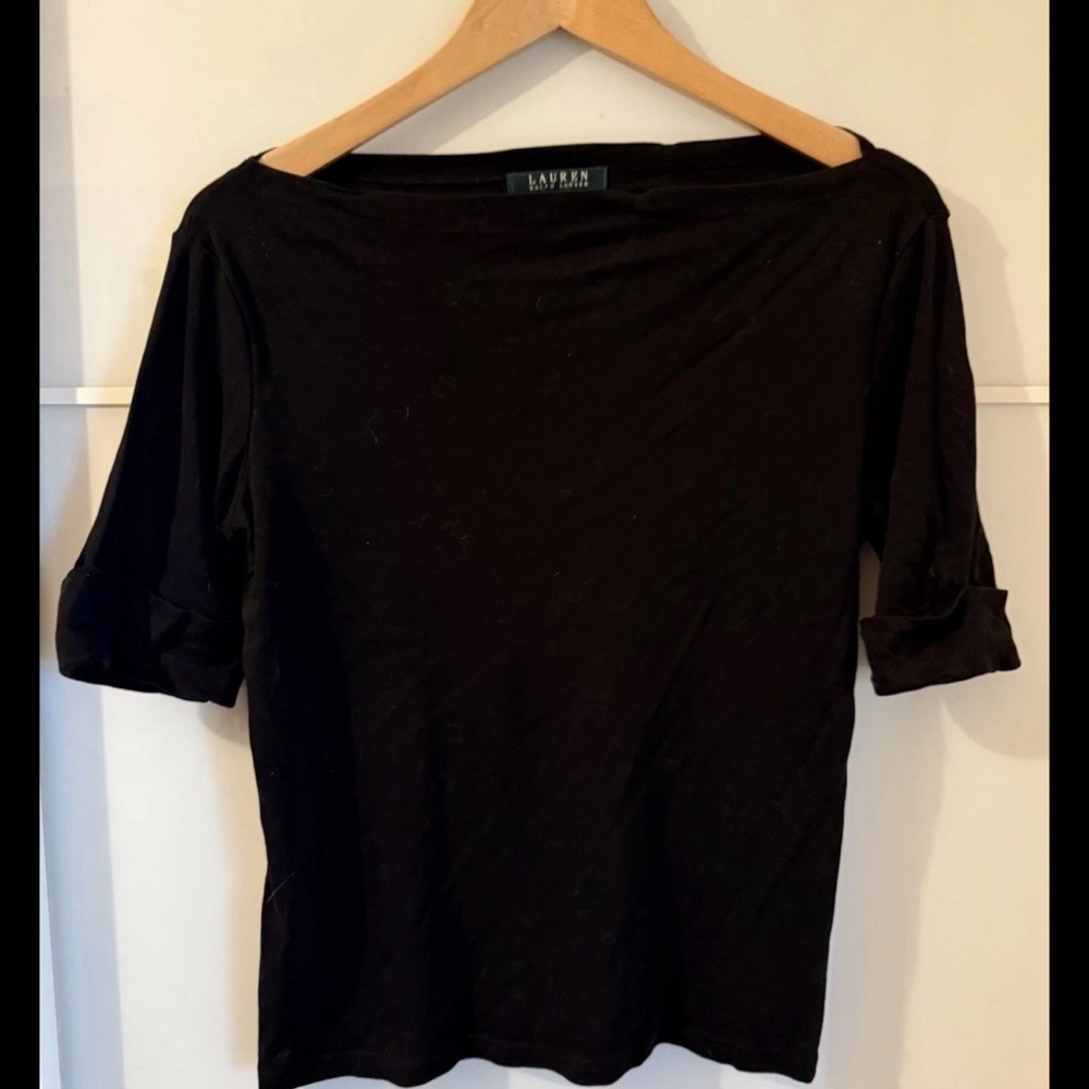 Ralph Lauren Boatneck Black Short Sleeve Women's Top